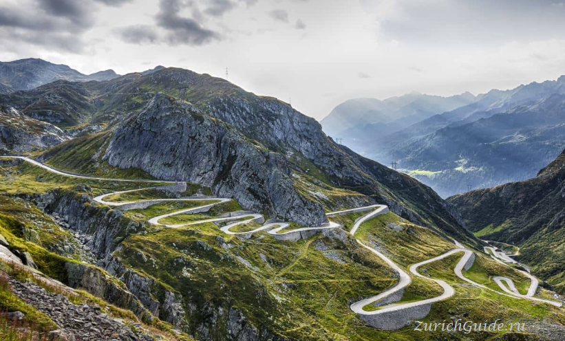 Перевал Сен-Готард (Gotthardpass / Passo del San Gottardo) - Альпийские горные перевалы в Швейцарии