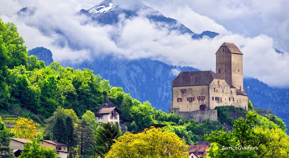 Sargans-schloss Мелиде (Melide) и парк "Швейцария в миниатюре"